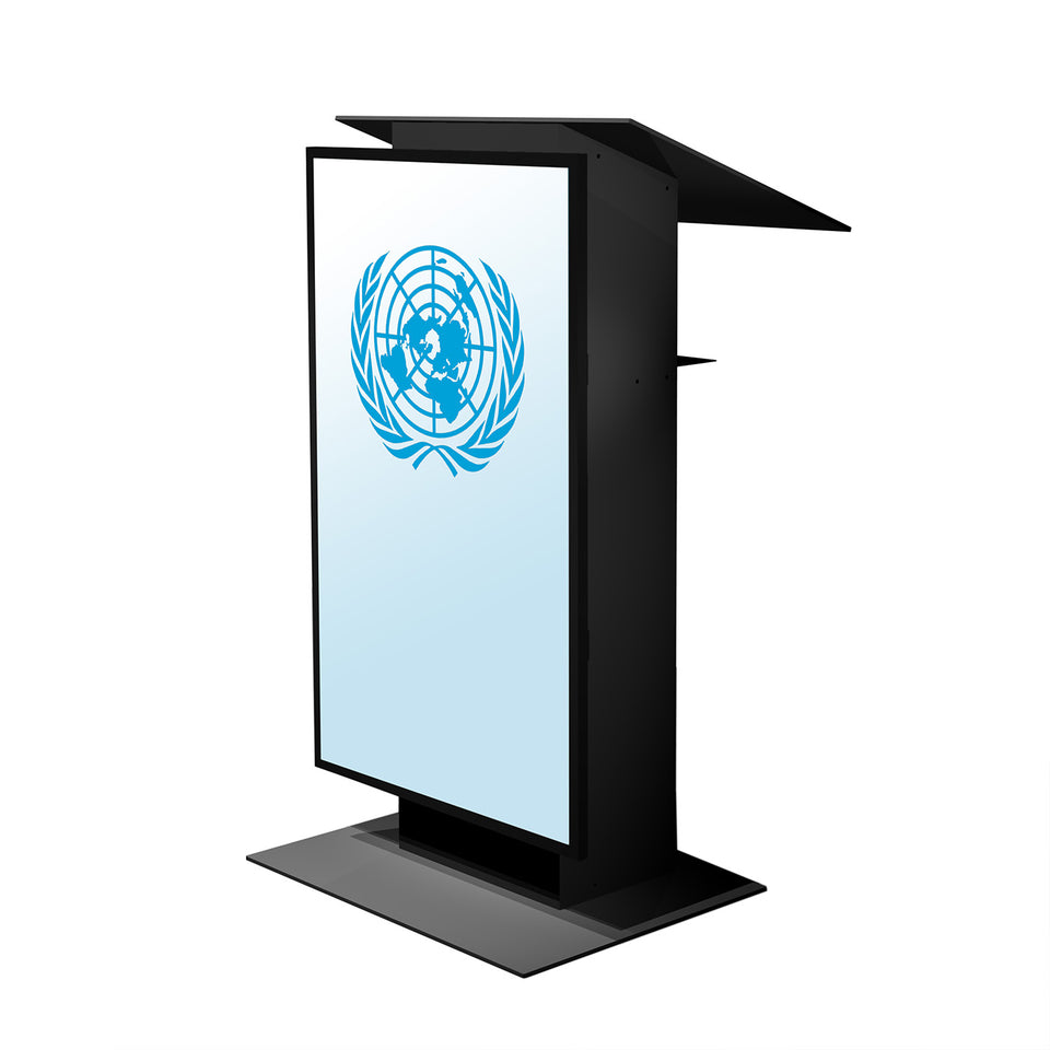 K5 lectern / podium LCD monitor from Urbann Products side view