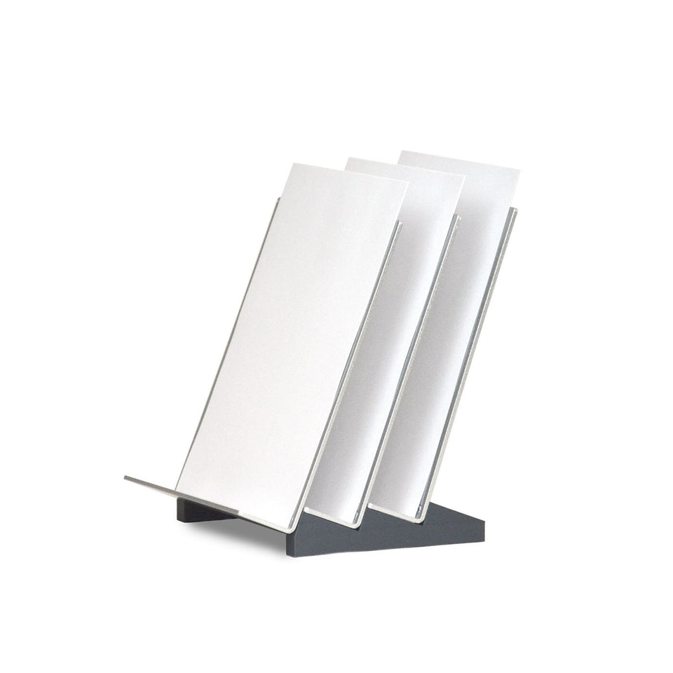 Waves vertical file organizer by Urbann - side view with paper