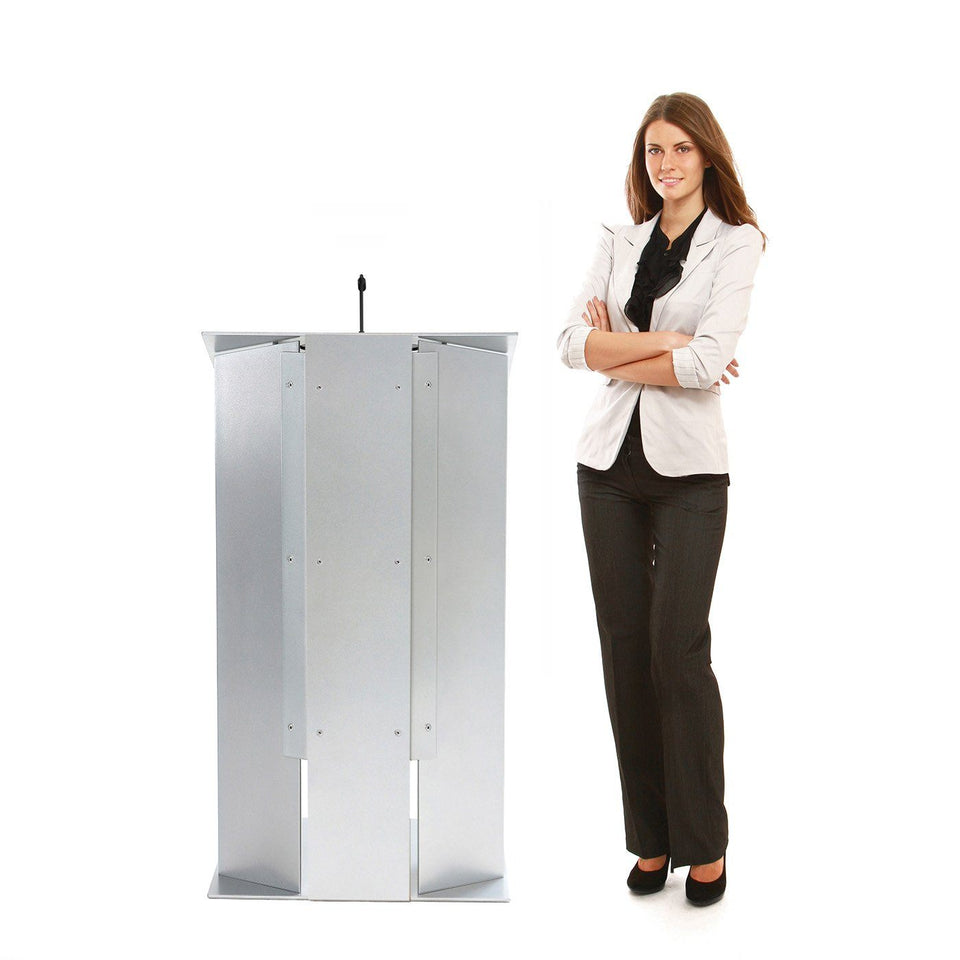 K6 lectern / podium from Urbann Products - All aluminum - with woman