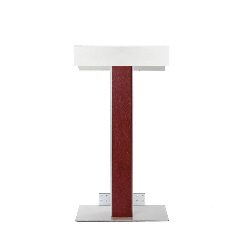 Y55 lectern / podium from Urbann Products - Mahogany - with wheels front view