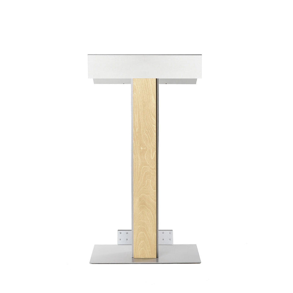 Y55 lectern / podium from Urbann Products - Natural - with wheels front view