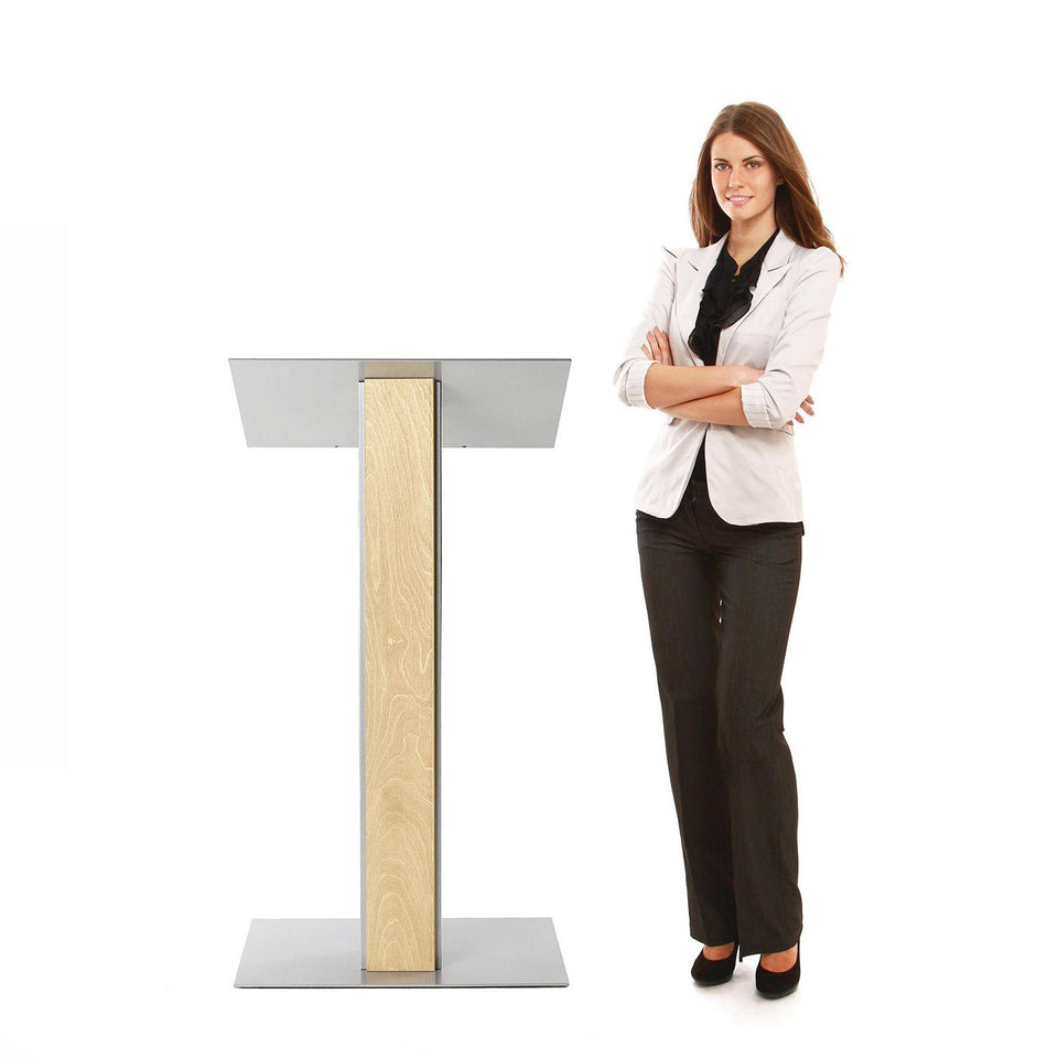 Y5 lectern / podium from Urbann Products - Natural wood - with woman