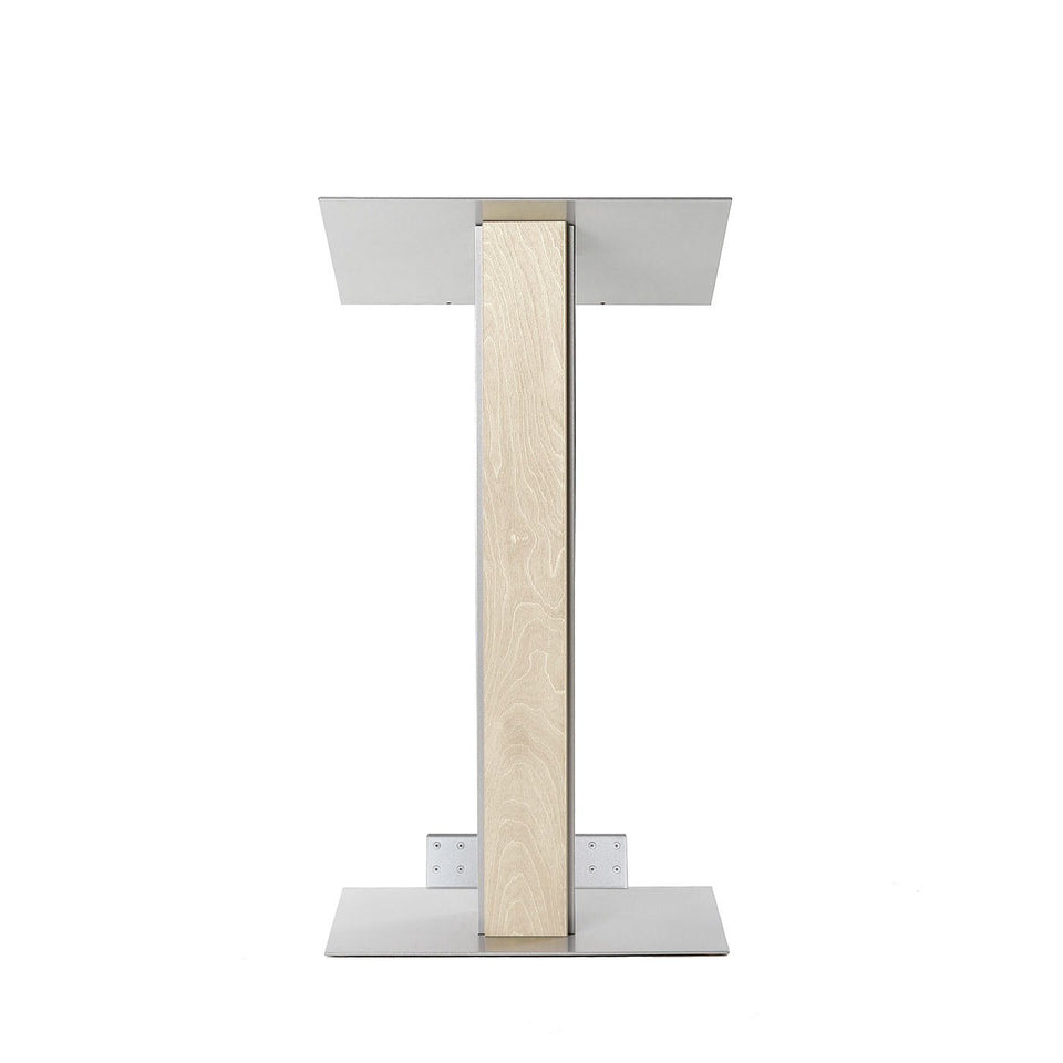 Y5 lectern / podium from Urbann Products - Unfinished wood - with wheels front view