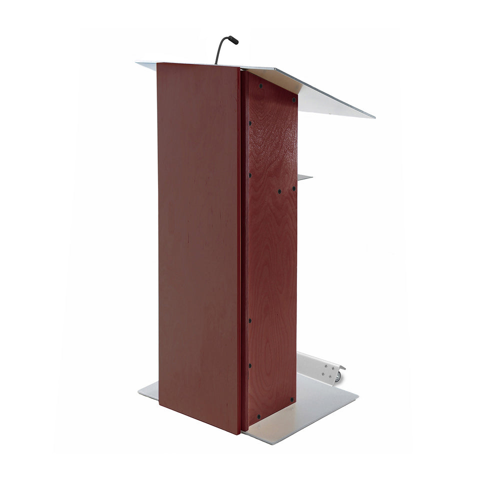 K2 lectern Full Mahogany / wooden podium with wheels from Urbann Products side view
