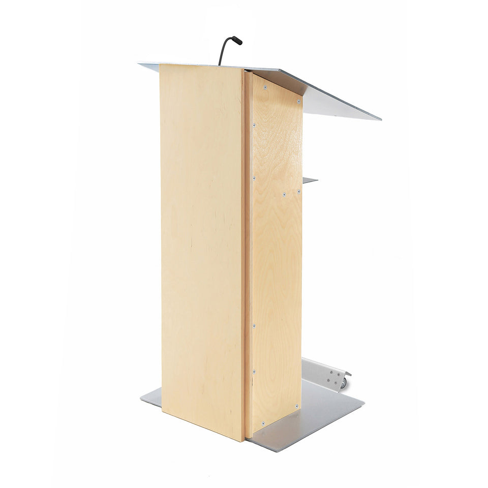 K2 lectern Natural / wooden podium with wheels from Urbann Products side view
