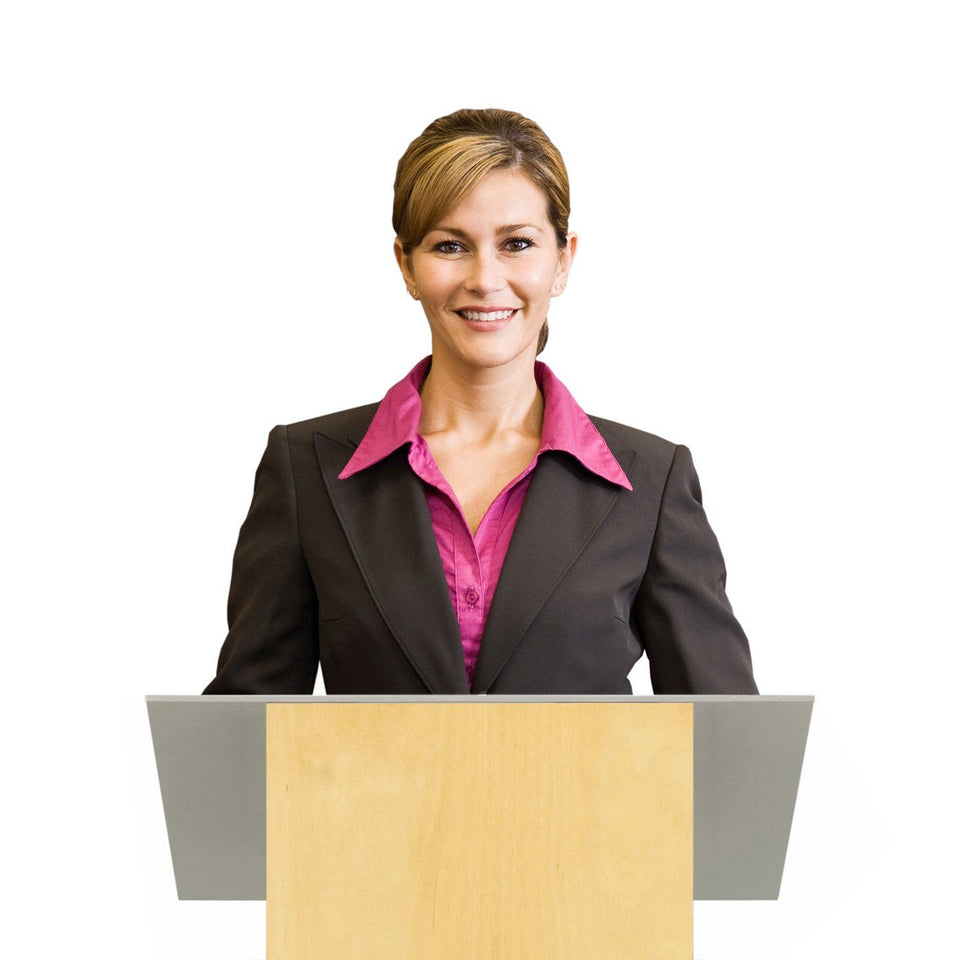 K9 Tabletop lectern / wooden podium from Urbann Products with woman