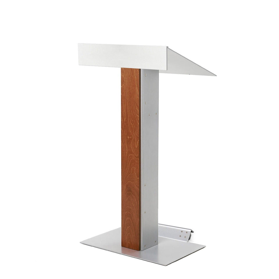 Y55 lectern / podium with tilt-back wheels system from Urbann Products - Whisky - side view