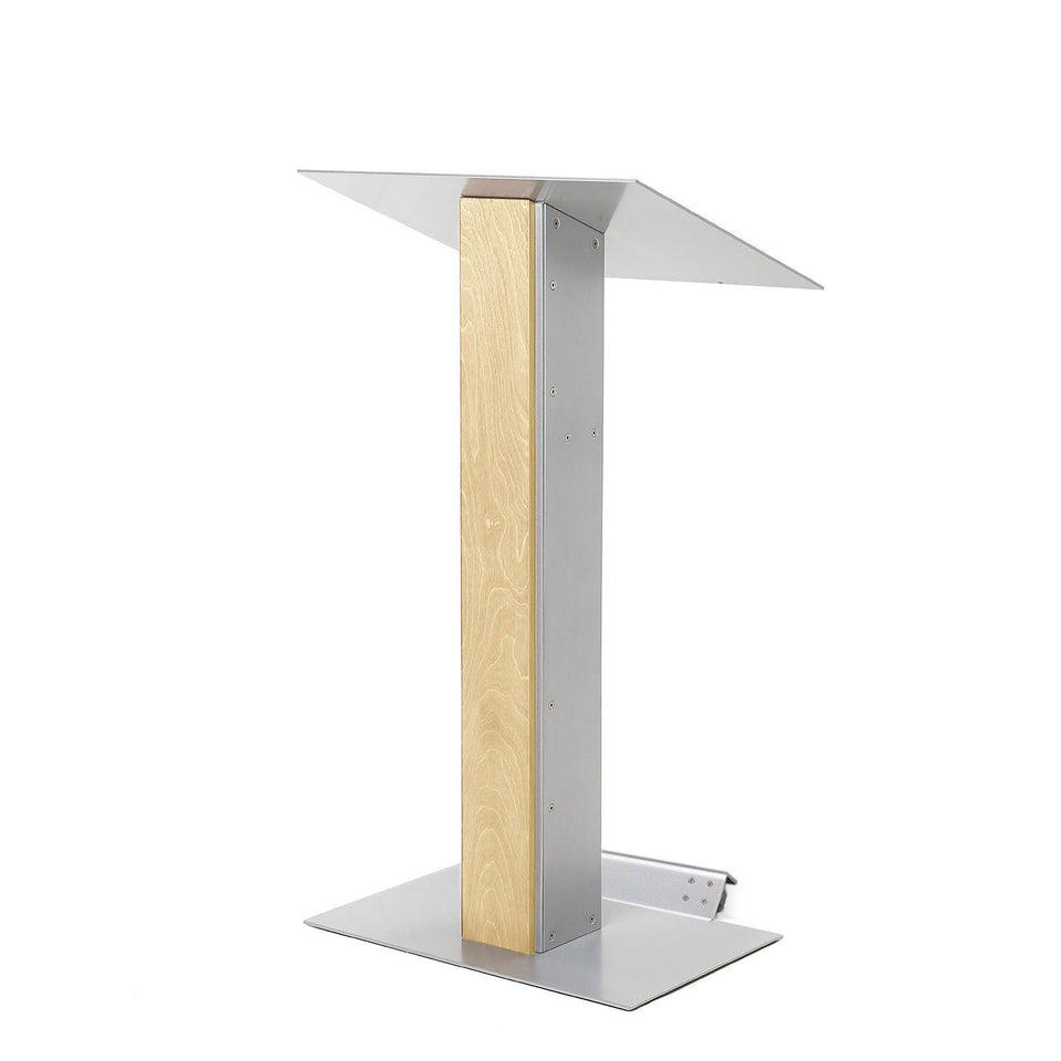 Y5 lectern / podium from Urbann Products - Natural wood - with wheels side view