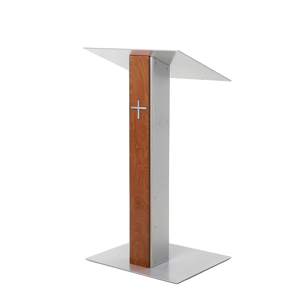 Y5 lectern / podium from Urbann Products - Whisky - side view - with cross
