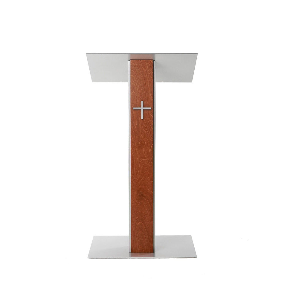 Y5 lectern / podium from Urbann Products front view - with cross